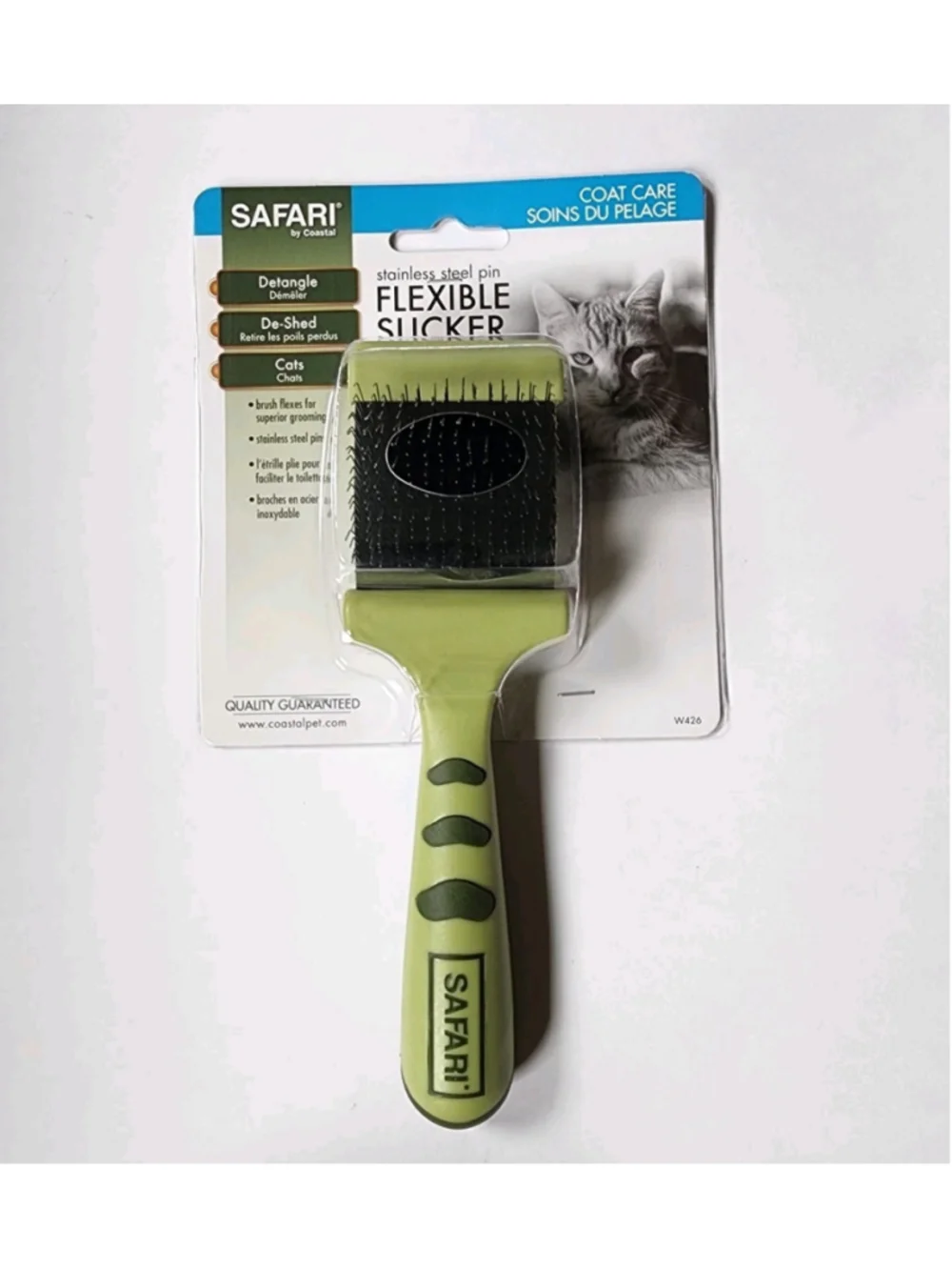 Safari by Coastal Cat Flexible Slicker Brush Stainless Steel Pins Green W426 NEW